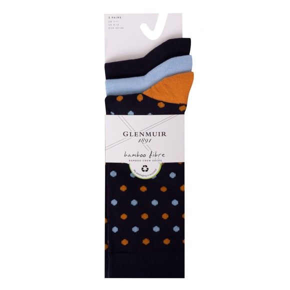 Glenmuir Mens Blue Bamboo Jacquard Spotted True Socks