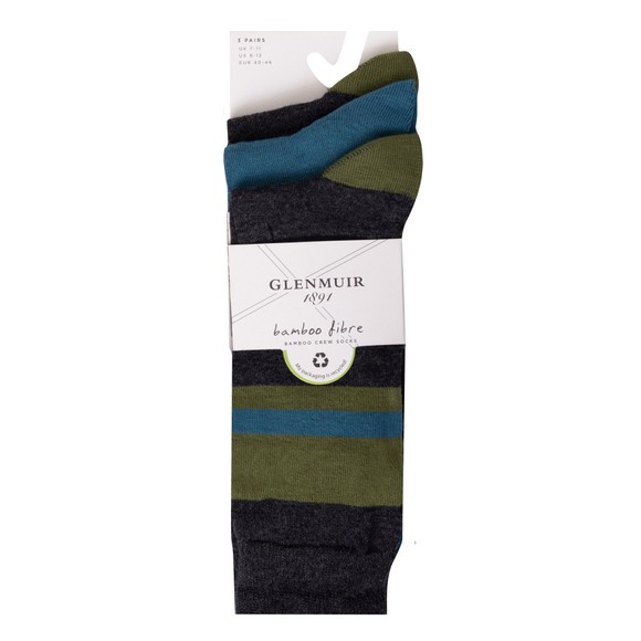 Glenmuir Mens Grey Bamboo Jacquard Colour Block True Socks