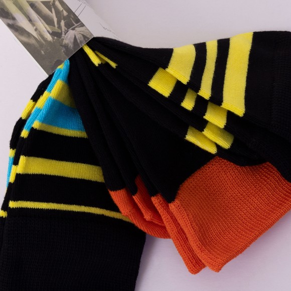 Glenmuir Mens Black Bamboo Jacquard Stripe True Socks