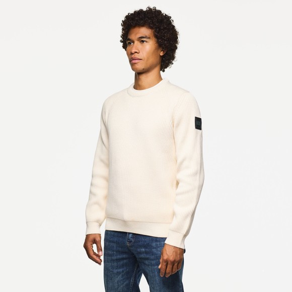 Weekend Offender Mens White Morello Rib Crew Jumper main image
