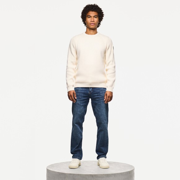Weekend Offender Mens White Morello Rib Crew Jumper main image