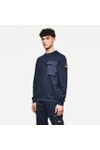 Weekend Offender Mens Blue Neve Parachute Pocket Sweatshirt