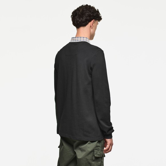 Weekend Offender Mens Black Lindley Long Sleeve Polo With Check Collar main image