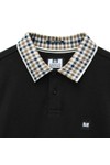 Weekend Offender Mens Black Lindley Long Sleeve Polo With Check Collar