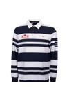 Crew Clothing Company Mens Blue Long Sleeve Stripe Rugby Shirt
