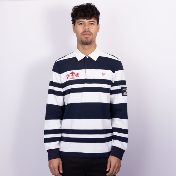 Crew Clothing Company Mens Blue Long Sleeve Stripe Rugby Shirt main image