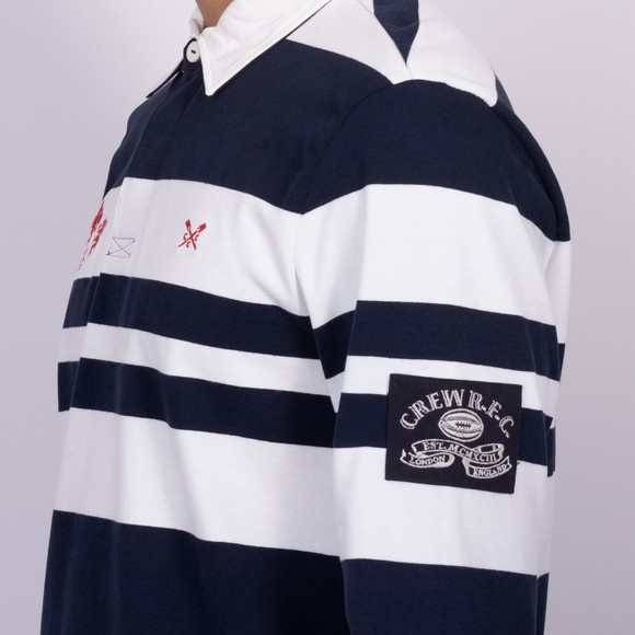Crew Clothing Company Mens Blue Long Sleeve Stripe Rugby Shirt main image