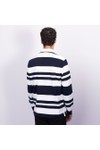 Crew Clothing Company Mens Blue Long Sleeve Stripe Rugby Shirt
