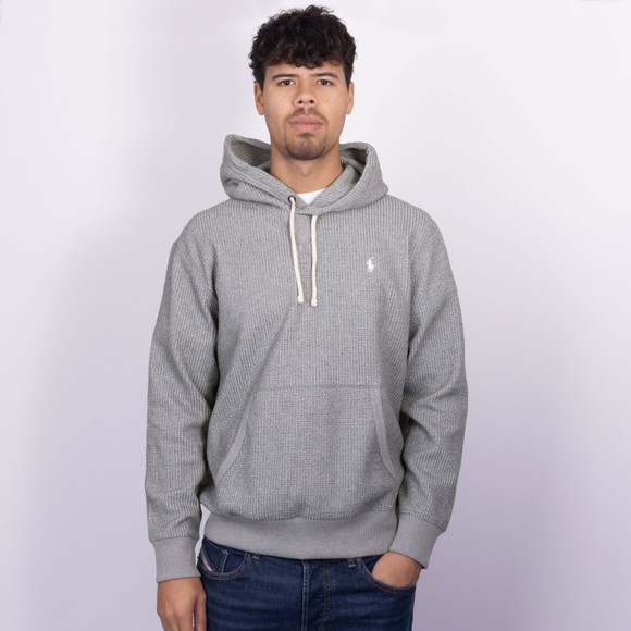 Polo Ralph Lauren Mens Grey Waffle Knit Fleece Hoodie #2