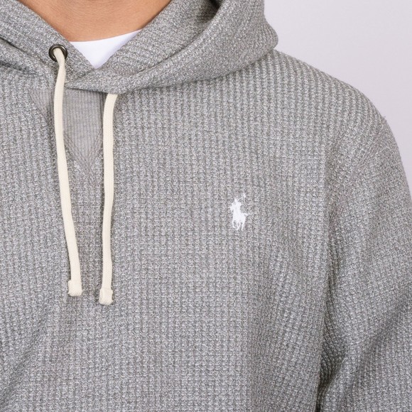 Polo Ralph Lauren Mens Grey Waffle Knit Fleece Hoodie #3