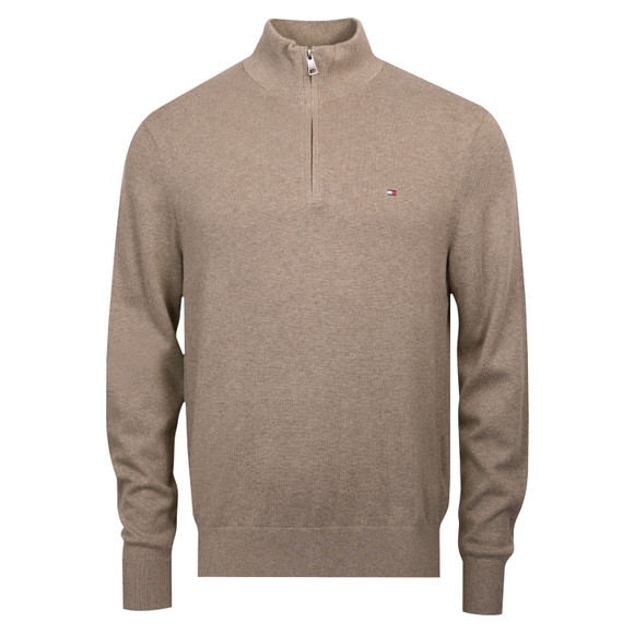 Tommy Hilfiger Mens Brown Pima Cashmere 1/2 Zip Jumper