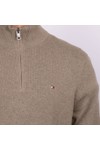 Tommy Hilfiger Mens Brown Pima Cashmere 1/2 Zip Jumper