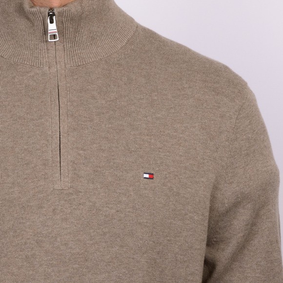 Tommy Hilfiger Mens Brown Pima Cashmere 1/2 Zip Jumper main image