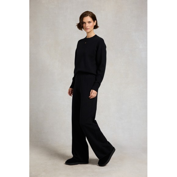 Holland Cooper Womens Black Maria Knitted Wide Leg Pant #3