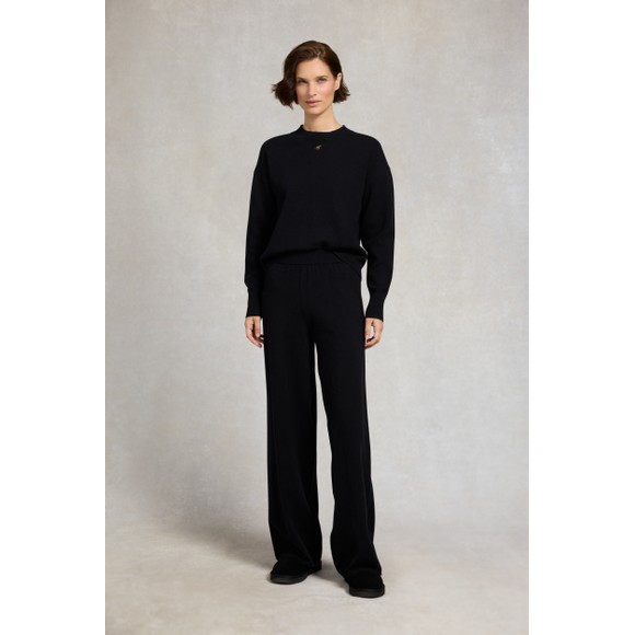 Holland Cooper Womens Black Maria Knitted Wide Leg Pant #4