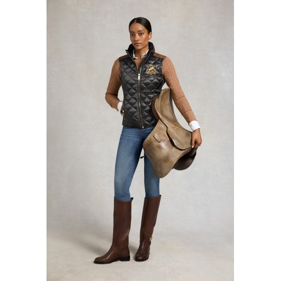 Holland Cooper Womens Green Equi Diamond Quilt Gilet #4