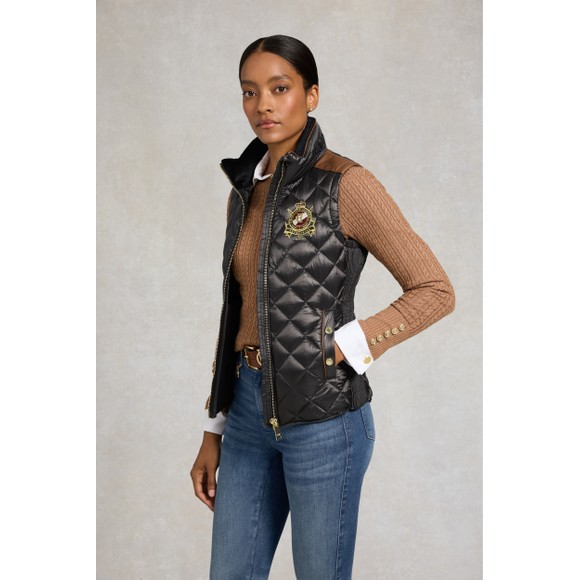 Holland Cooper Womens Green Equi Diamond Quilt Gilet #3