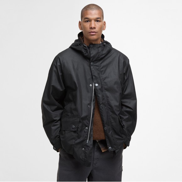 Barbour Lifestyle Mens Black Tide Hooded Wax Jacket #2