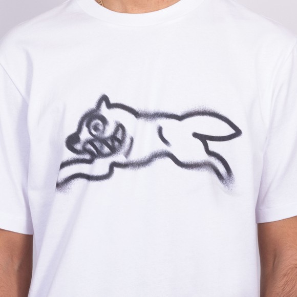 BBC Icecream Mens White Spray Paint Running Dog T-Shirt #3
