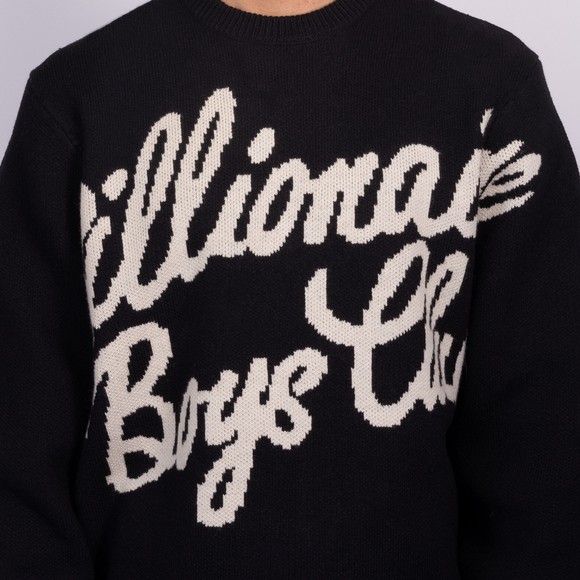 Billionaire Boys Club Mens Black Script Knitted Crewneck Jumper #3