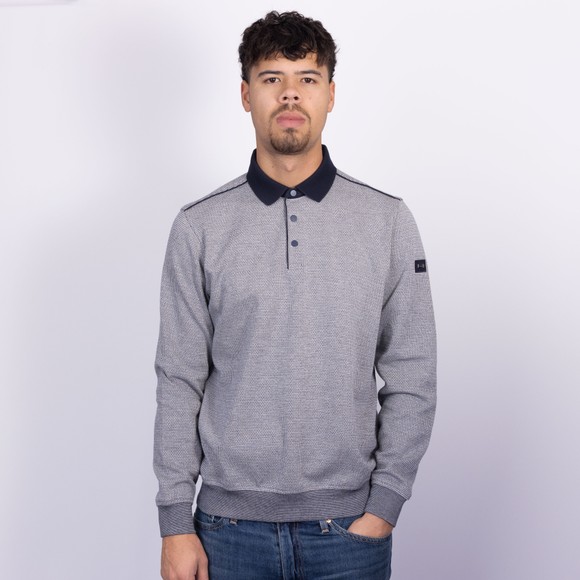 Bugatti Mens Blue Long Sleeve Polo Shirt