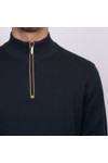 Bugatti Mens Blue Troyer 1/4 Zip Knit