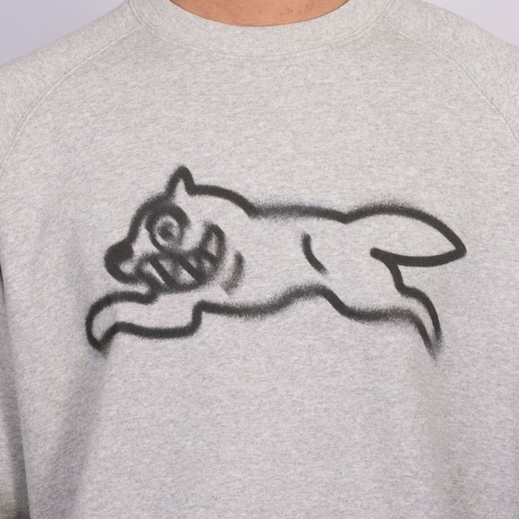 BBC Icecream Mens Grey Spray Paint Running Dog Crewneck Sweatshirt #3