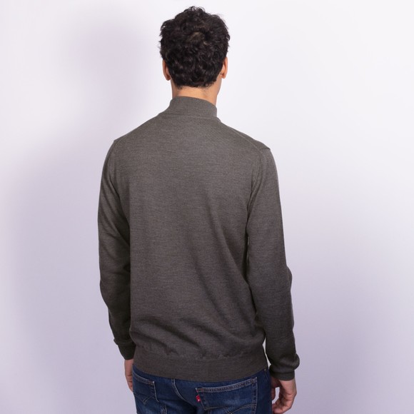 Sandbanks Mens Grey Merino Wool Quarter Zip Jumper #4