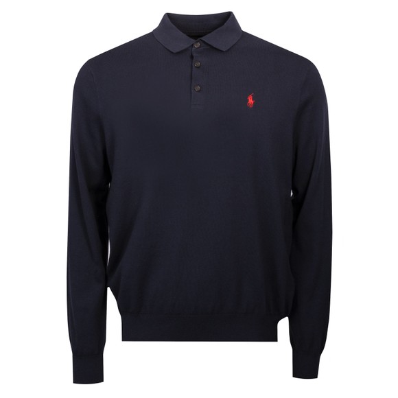 Polo Ralph Lauren Mens Blue Cotton Polo Collar Knitted Sweatshirt #1