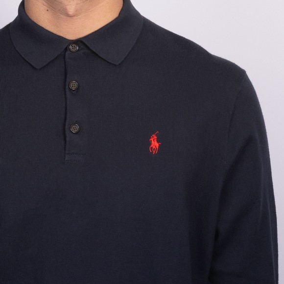 Polo Ralph Lauren Mens Blue Cotton Polo Collar Knitted Sweatshirt #3