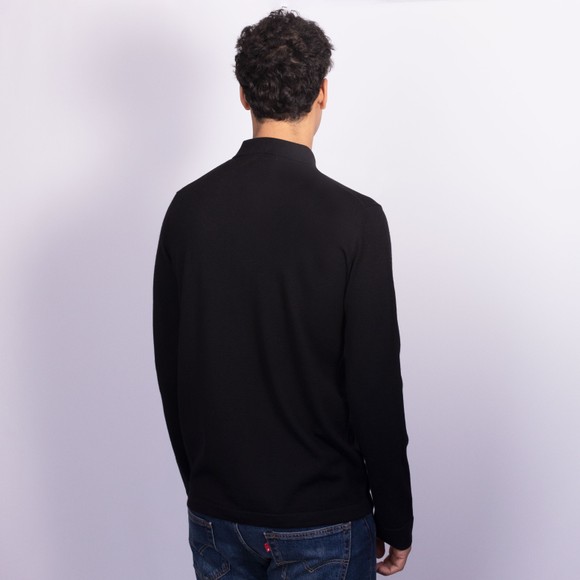 Sandbanks Mens Black Merino Wool Zip Polo Shirt #4