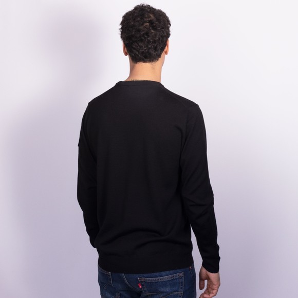 Sandbanks Mens Black Merino Wool Crew Neck Jumper #4