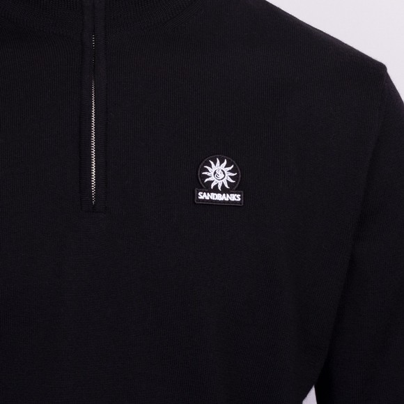 Sandbanks Mens Black Merino Wool Quarter Zip Jumper #3