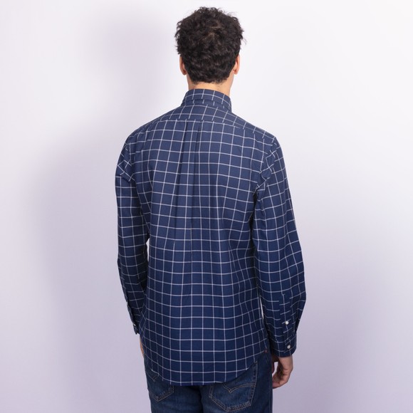 Polo Ralph Lauren Mens Blue Custom Fit Windowpane Oxford Shirt #4