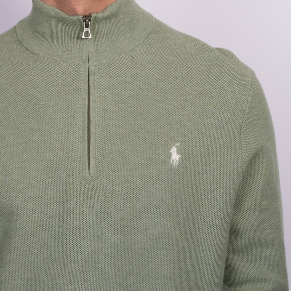 Polo Ralph Lauren Mens Green Waffle Half Zip Sweatshirt #3