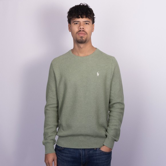 Polo Ralph Lauren Mens Green Waffle Crew Neck Sweatshirt #2