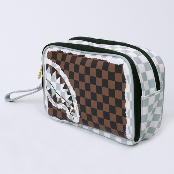 Sprayground Mens Brown Tear Check Toiletry Bag