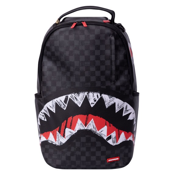 Sprayground Mens Black Scribble Shark Backpack
