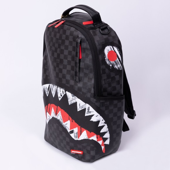 Sprayground Mens Black Scribble Shark Backpack