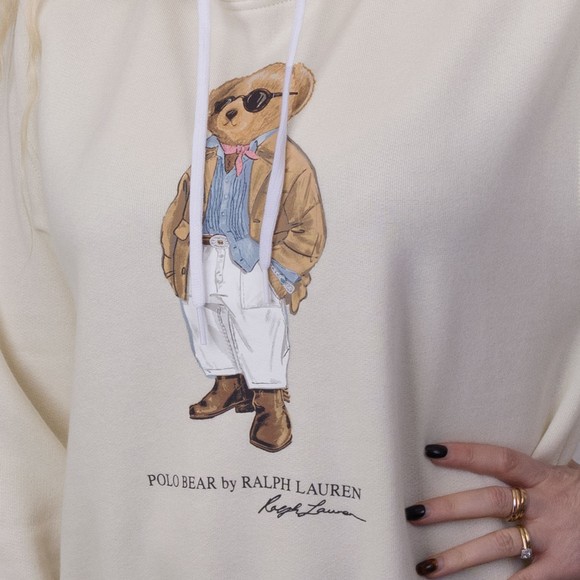 Polo Bear By Ralph Lauren Womens Off-White Fleece Hoodie #4