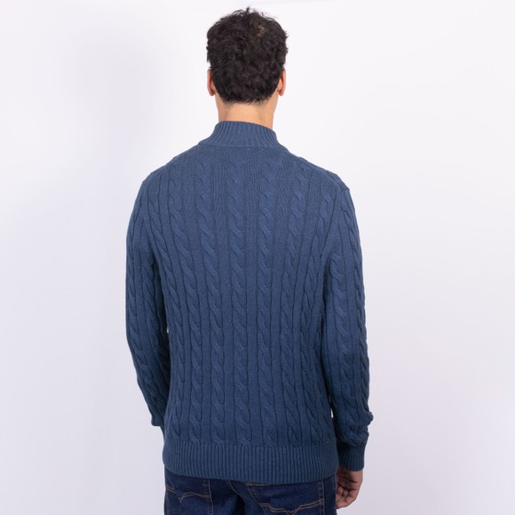 Polo Ralph Lauren Mens Blue Cable Knit Half Zip Jumper #4