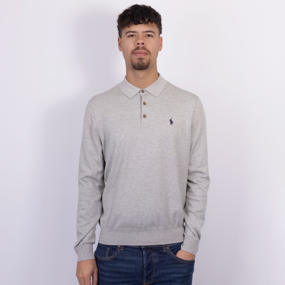 Polo Ralph Lauren Mens Grey Cotton Polo Collar Knitted Sweatshirt #2