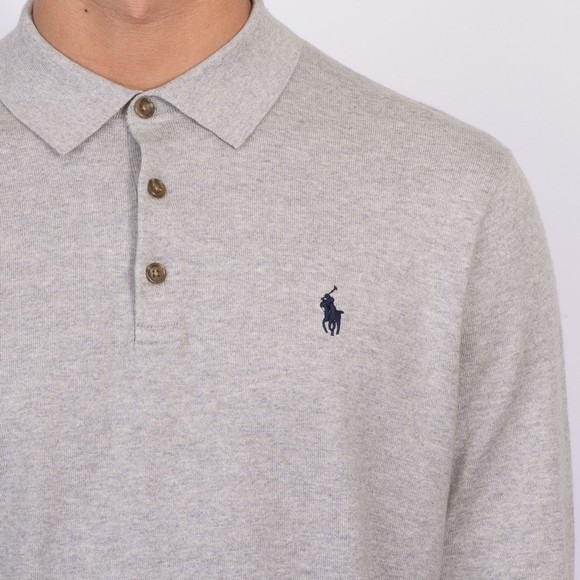 Polo Ralph Lauren Mens Grey Cotton Polo Collar Knitted Sweatshirt #3