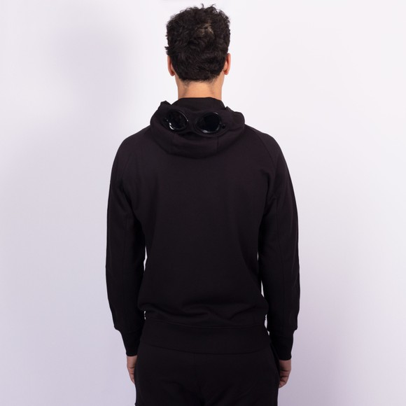 C.P. Company Mens Black Diagonal Raised Fleece Full Zip Goggle Hoody #3