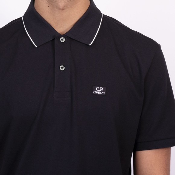 C.P. Company Mens Blue Stretch Pique Tipped Polo Shirt #4