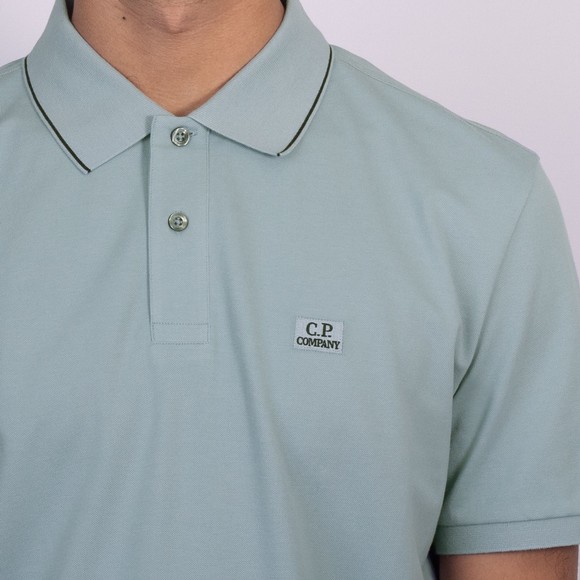 C.P. Company Mens Blue Stretch Pique Tipped Polo Shirt #4