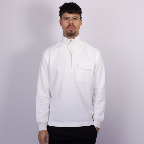 C.P. Company Mens White Diagonal Raised Fleece Half Zip Sweatshirt #4