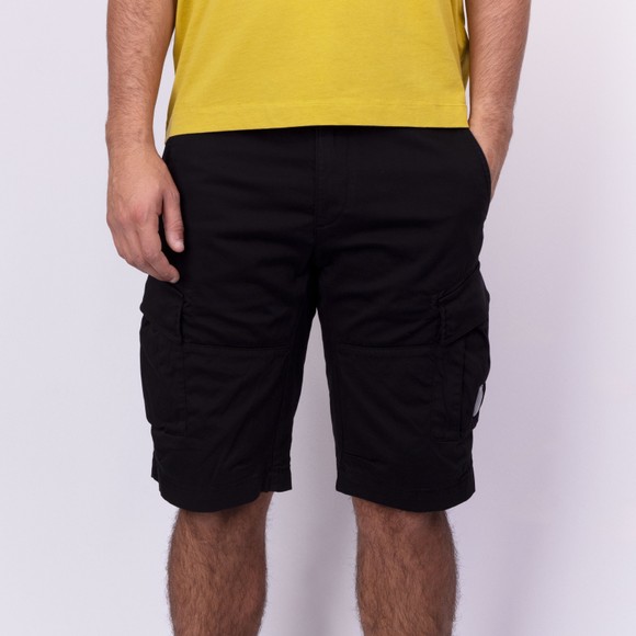 C.P. Company Mens Black Stretch Sateen Cargo Lens Shorts #4