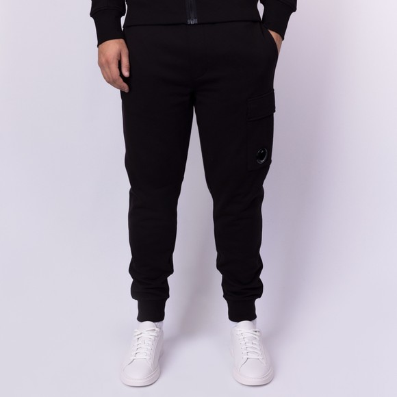 C.P. Company Mens Black Diagonal Raised Fleece Cargo Lens Sweatpants #4