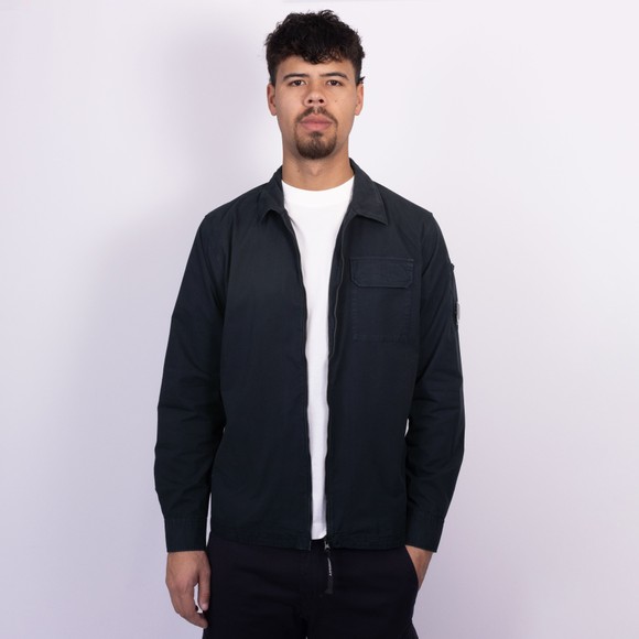 C.P. Company Mens Blue Organic Gabardine Zipped Lens Overshirt #4